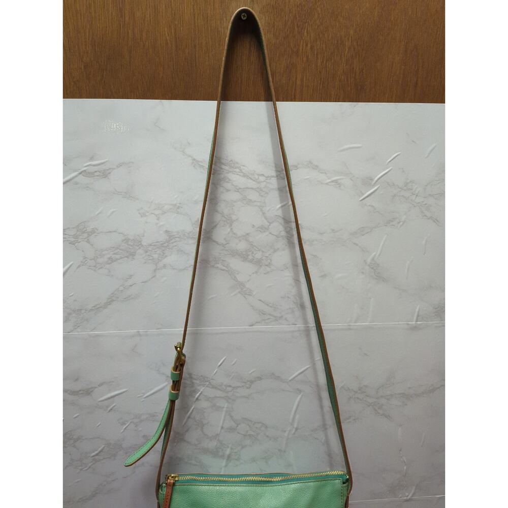 Fossil Heritage Green Pebbled Leather Crossbody Bag Travel Lightweight - Picture 5 of 11